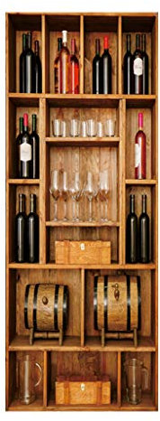 Qsvbeeqj Adhesivo para puerta 3D creativo para armario de vino, papel pintado, pared autoadhesiva, pos