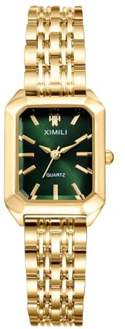 Oidea Goldene quadratische Armbanduhren für Damen: elegantes, rechteckiges römisches Zifferblatt, Quarz, analog, Damenuhr, Business, Arbeit, Freizeit, Armbanduhr