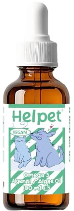 Helpet Algenöl Omega 3 56% EPA & DHA 100 ml für Hunde, Katzen, Pferde - vegan, unterstützt Gelenke, Fell, Haut, Stoffwechsel