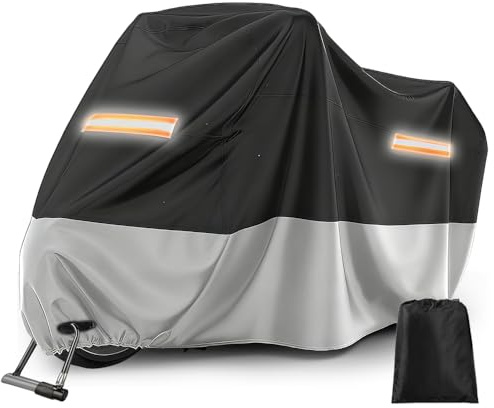 Motorrad Abdeckplane Outdoor Motorradabdeckung Wasserdicht, 210D UV-Schutz Motorrad Garage Plane mit Winddichte XXL, Universal Motorcycle Cover für Moped Roller Motor Enduro/Straßen, 245 x 105 x 125cm