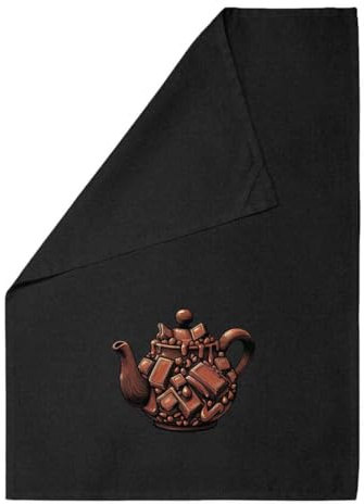 Azeeda 'Chocolate Teapot' Cotton Tea Towel - Black (TW00057955) | Dish Cloth for Drying, Baking, Cooking and Kitchen Decor