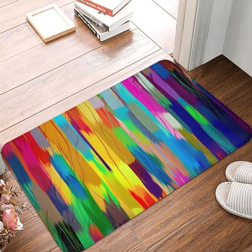 XOPEKVLAWM Door Mat Non-Slip Welcome Mats Washable Front Door Mat Rainbow Color Doormat Kitchen Rugs for Entryway Absorbent Doormat Indoor Outdoor Entrance Mats for Bedroom Kitchen Porch 60 x 40cm