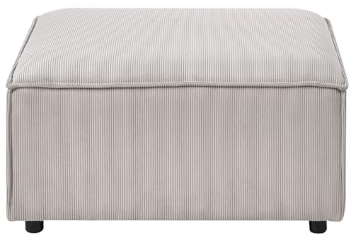 Beliani Corduroy Upholstered Ottoman Modular Sofa Element Square Footstool Black Legs Taupe Ardal