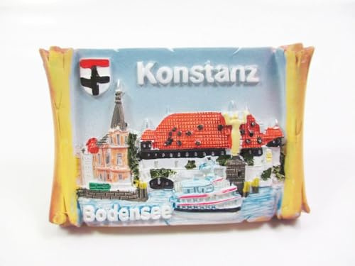 Konstanz Bodensee Magnet Poly Germany Souvenir Kirche Schiff Wappen