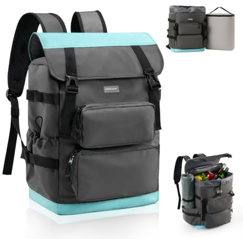 Odoland Zaino Termico 2 in 1, Zaino Termico Isolante con Scomparto Principale da 26L e Frigorifero Isolato da 9L, Borsa Frigo Portatile a Prova di Perdite per Spiaggia, Picnic, Viaggi, Famiglia