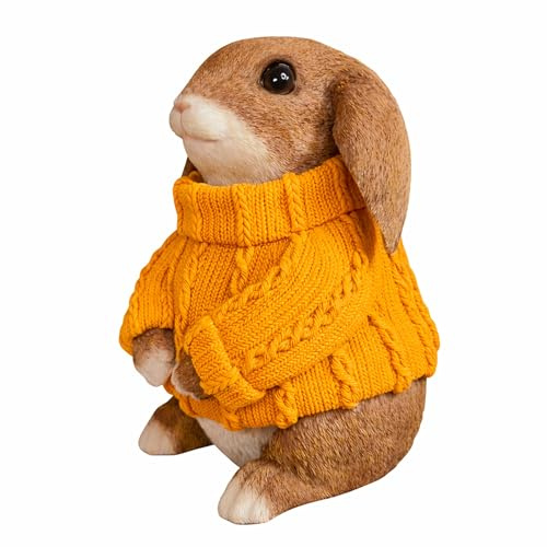 colourliving Hasen Deko Figuren XL Osterhasen Figuren Groß witzige Osterhasen mit Pullover (Orange 2)
