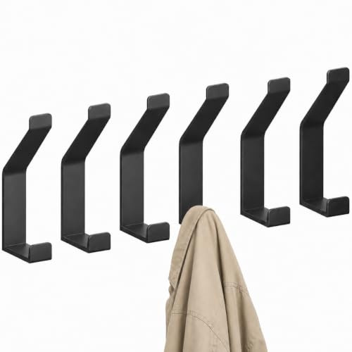 Minismus Garderobenhaken Schwarz, Kleiderhaken Garderobe, Kleiderhaken Schwarz, Jacken Haken Wand, Garderobenhaken 6er Set, Wandhaken, Jackenhaken Aluminium