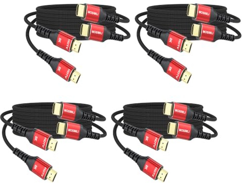 Cavo HDMI 2.1 da 8 K, 1,8 m, 48 Gbps, cavo HDMI 2.1 versatile, in alluminio rosso, supporta 4K a 120 Hz, 8K a 60 Hz, HDR10+, eARC, per TV, monitor, Roku, PS5/4/3, Xbox, proiettore