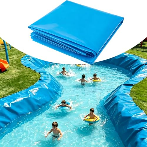 Trädgårdsfiskdammar förformade liners 3x7m 5x6m 7x8m 8x10m 10x12m | Blå ogenomtränglig dammfoder för fontäner, fiskdammar, vattenträdgårdsdammmembran(5x10m)