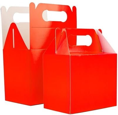 SHATCHI 30Pcs Red Colour Cardboard Lunch Takeaway Birthday Wedding Carry Meal Food Cake Party Box Childrens Loot Bags