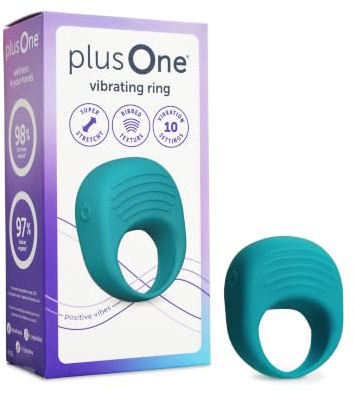 plusOne Vibrating Ring for Couples or Individuals - 10 Vibration, Teal