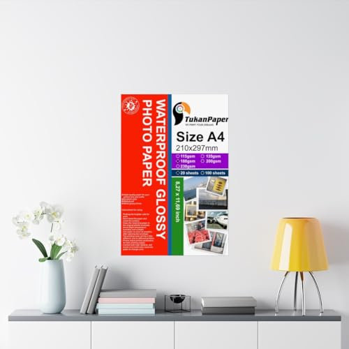 Fotopapier, Hochglanz, 20 Blatt, 180 g/m², DIN A4, 20 Blatt Trocknet schnell, hervorragender Preis, viel besseres Finish, beste Optik, Bilder für alle Tintenstrahldrucker