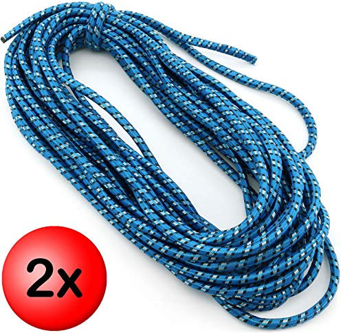 2 x Expanderseil Ø 8mm Länge 20 Meter Gummiseil Expander Gummischnur Spannseil Gummi-Leine Planen-Seil