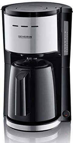 SEVERIN KA 9250 Filterkaffeemaschine mit Thermokanne, ca. 1.000 W, bis 8 Tassen, Schwenkfilter 1 x 4 mit Tropfverschluss, automatische Abschaltung, Durchbrühdeckel, Schwarz