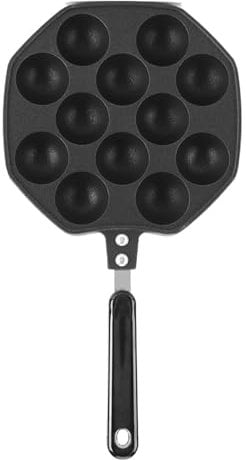 Takoyaki Pfanne Grillpfanne 12 Löcher 4cm Loch Antihaft Gusseisen Oktopus Pan Mit Abnehmbarem Griff, Poffertjes Pfanne, Poffertjes Maker, Halbkugel-Takoyaki-Maker Mit Drehstäben