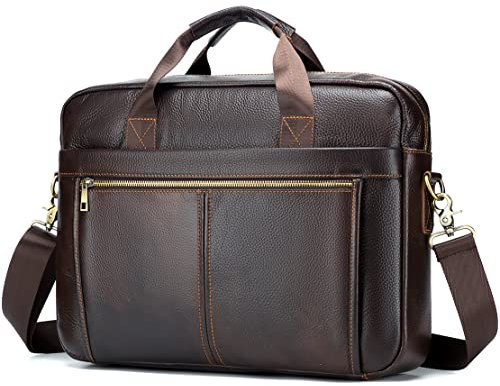 SPAHER Laptoptasche 14 Zoll Aktentasche Herren Business Tasche Arbeitstasche Herren Echtleder Tasche Herren Umhängetasche Schultertasche Messenger Bag Männer Geschenk für Männer