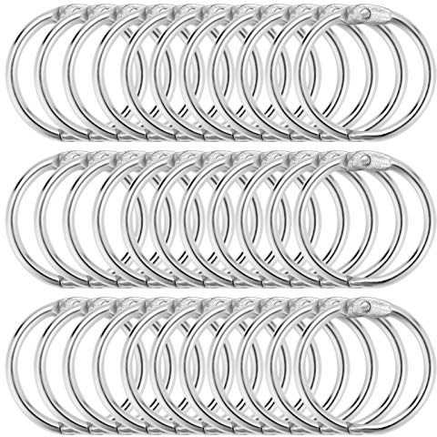 ZITFRI 100 Pcs Anneaux de Reliure 25mm Anneaux Articulés Métalliques pour Livre Classeur Porte-clés Cahier Scrapbooking à Bloc-note Bricolage Albums