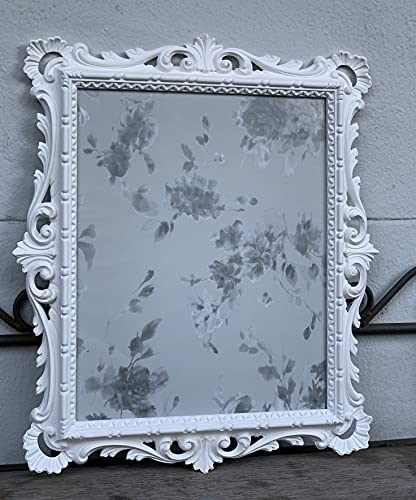 Hängerahmen Bilderrahmen Barock WEIß MATT mit Glas 43x37 cm Rahmen Fotorahmen 31cm x25cm Antik Stil Barockrahmen Prunkrahmen dekorativer Rahmen C532 Weiß MATT Bilderrahmen