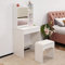 LEMROE Dressing Table White with Sliding Mirror and Stool Makeup Table with 7 Shelves and 1 Large Drawer Dressing Table Organiser Home Bedroom Furniture