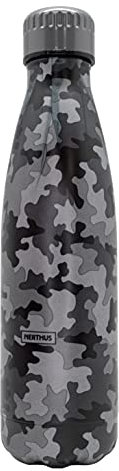 NERTHUS FIH 856 Bouteille double paroi Camouflage Noir 500 ml Acier inoxydable Sans BPA 18/8 500 ml