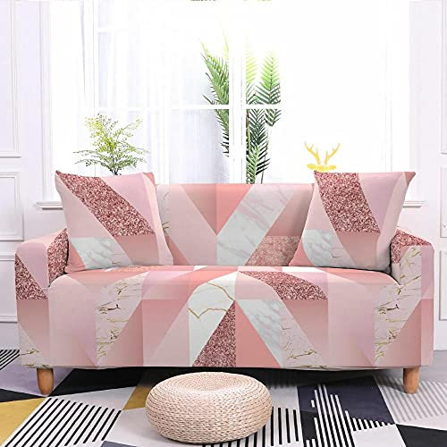 ZAHHYG Sofa Überzug Rosa Marmor Sofaüberwurf Sofabezug Stretchy Couchbezug Sofa Bezug Ecksofa Überwurf Sofabezüge Antirutsch Sofahusse Jacquard Sofaüberzug 3 Places (190cm-230cm)