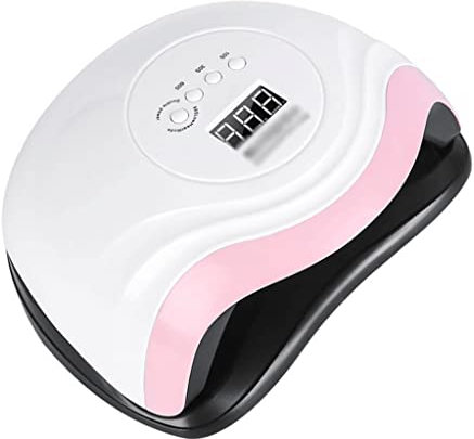 Nail Lamp UV LED Nail Lamp 168W High Power Nail Dryer Dual Light Source Nail Light Professional Nail Phototherapy Machine with 3 Timers Fast (Color : White)