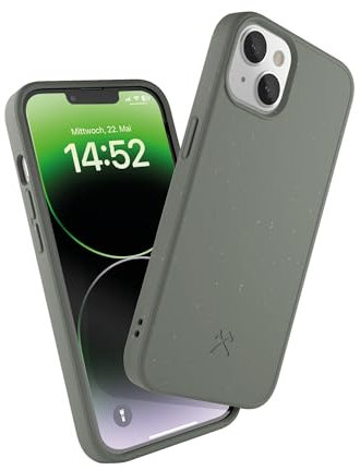 Woodcessories - Handyhülle kompatibel mit iPhone 14 Hülle grün, iPhone 13 Hülle - Nachhaltig aus Pflanzen