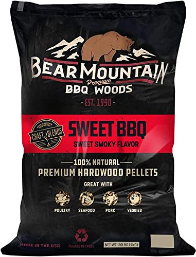 Bear Mountain BBQ FK92 All Natural Low Moisture Hardwood Smoky Sweet Craft Blends BBQ Smoker Pellets for Outdoor Grilling and Smoking, 20 Pound Bag