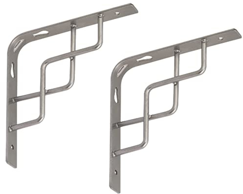 BRESKO Regalträger Regalwinkel Regalhalter Regalkonsole Konsole Winkelträger Wandregal Regalsystem Winkel Halterung 2 Stück (Silber, 150x150 mm)