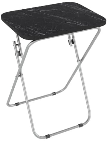 Wooden Folding TV Side Table Laptop Computer Desk Coffee Tea Picnic Snack Table (Black Marble, 50 x 80)