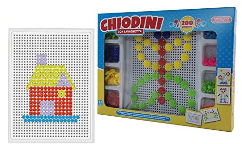 Spiel Nägel Kinder 200 Stück Spielzeug Spiel Mosaik Nägel Jungen Mädchen Tafel Große und Kleine Nägel