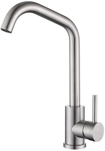 Tondiy Hochdruck Wasserhahn Küche aus Edelstahl gebürstet, Küchenarmatur mit 360° drehbar Auslauf, Spültischarmatur Einhebelmischer mit Kalt- und Warmwasser, Abnehmbar Bubbler, Matt