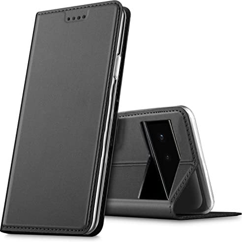 Verco Handyhülle für Google Pixel 6, Premium Handy Flip Cover für Pixel 6 Hülle [integr. Magnet] Book Case PU Leder Tasche, Schwarz