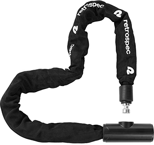 Retrospec Hero Plus Fahrrad-Kettenschloss mit Schlüssel, robustes Anti-Diebstahl-Fahrradschloss, 10 mm, schnittfeste 3T-Mangan-Stahlkette und wetterfeste Nylonhülle