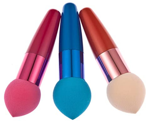 Beavorty 3PC Mushroom Facial Foundation Sponges Lollipop Sponge Foundation With Handle Brush Makeup Concealer On Stick Makeup Pointy Random Color