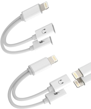 iPhone Aux Adapter Lightning Klinke Schnellladegerät Audio 2in1(2Pack) Doppel Stecker Kopfhörer Ladekabel Netzteil Splitter Apple MFI Fast Charger Zubehör für 14 13 12 11 Pro Max X XS SE 8 7 ip-BFX