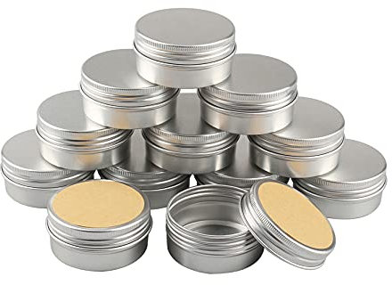 BPZXL 24Pcs Empty Silver Round 50ml Aluminium Tin Container With Screw Lid Cosmetics Pots Jars with 24Pcs Labels for Candle Cream Salve Storage DIY