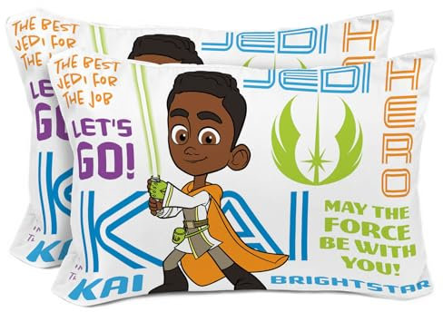 Sunny Side Up Star Wars Young Jedi Adventures (2 Stück) Wende-Kissenbezüge – doppelseitige Kissenbezüge, superweiche Kinderbettwäsche