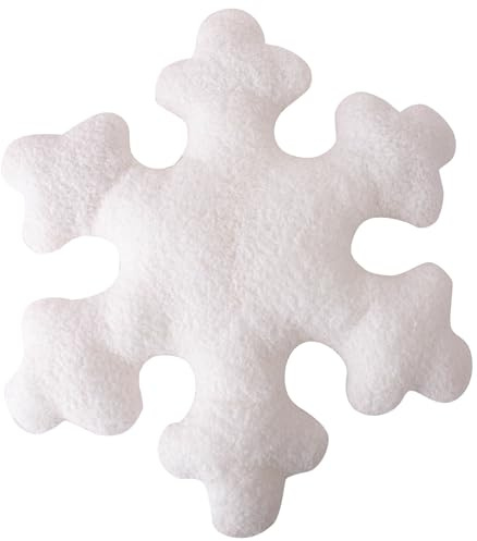 Weihnachten Schneeflocke Kissen, Weihnachtskissen aus Plüsch Schneeflocke Werfen Kissen Weihnachtsdekoration Weiß Dekorative Kissen Plüsch Niedliche Kissen für Couch Sofa Bett Wohnzimmer Dekoration