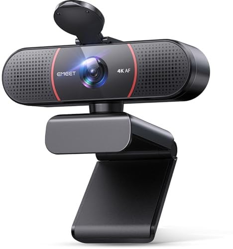 EMEET 4K Webcam für PC, C960 4K UHD Web Cam mit Objektivabdeckung & Dual Mikrofon,73 ° Streaming Kamera mit Automatische Lichtkorrektur, Plug & Play Webcam, USB Web Cam Ideal für Zoom/Teams