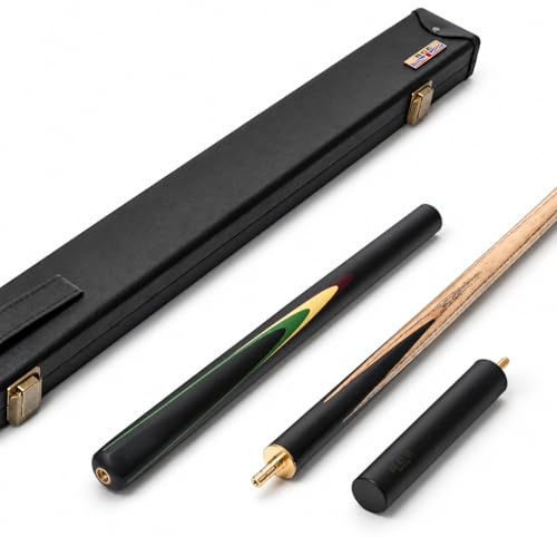 BCE Mark Selby Protégé 3/4 Cut Snooker/Pool Queue mit Hartschalenkoffer – Premium nordamerikanischer Eschenschaft, Ebonisierter Hintern, 15,2 cm Verlängerungsstück (Mark Selby Design 1)