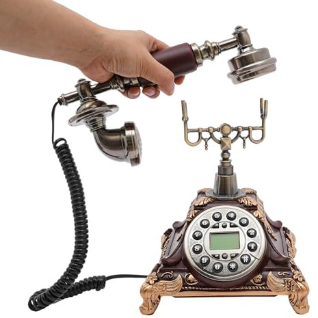 Schnurgebundene Vintage-Telefon Festnetztelefon Antike Deko Retro-Stil Druckknopf Telefon Antik-Telefon mit Wählscheibe,als dekoratives Element für Geschenke/Wohnzimmer/Arbeitszi