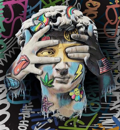 beties DIY Stoff Gemälde David ca. 47x47 cm Zuschnitt Kunstdruck auf Gobelin Gewebe POP-Art für Dein Bastel-Projekt