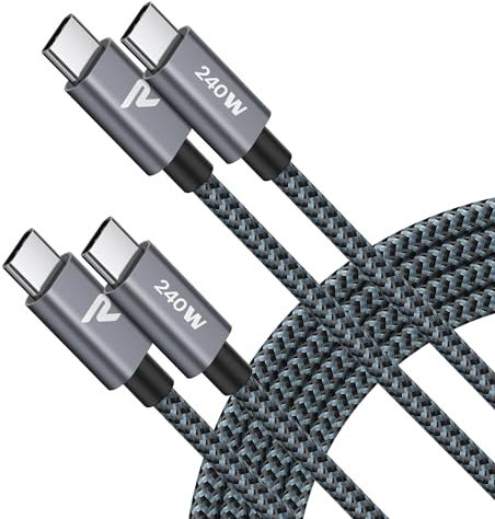 RAMPOW USB C Kabel 240W,[2Stück 1M] USB C auf USB C Kabel, Schnellladekabel USB C iPhone 15 ladekabel für MacBook Pro/Air, iPhone15/15 Pro, Samsung S23/S22/S21, iPad Pro, Xiaomi, Sony