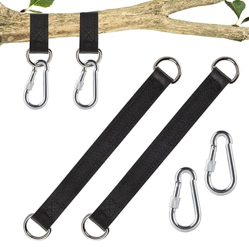 katmerio Hängematten Befestigung, 2 Stück Swing Hanging Kit Schaukel Befestigung Schaukel Aufhängung Befestigung Nylon Hanging Gurt mit 4 D-Ringen für Indoor Outdoor Schaukel Hängematten(2.5×30cm)
