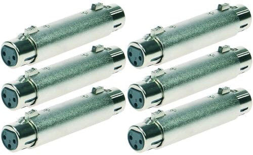 Adam Hall 6 x Connectors K4A XF3 XF3 Ganzmetall Adapter Verbinder Konverter - XLR 3 pol Female Kupplung auf XLR 3 pol Female Kupplung Buchse