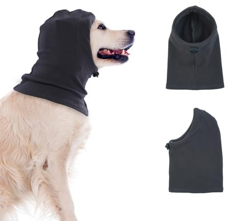 Katzinst Hunde-Schlauchschal für Den Hals, Ohrenschutz Hund, Angstlinderung und Beruhigung von Hundeohren, Haustier-Schlauchschal, Reduziert Lärm, Ohrenhaut Schützen,Grau,L