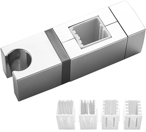 Mivanta 18x30 22x22 25x25 30x15mm Adjustable Shower Bracket – No Removal of Shower Rail Handset Holder, Fits Rectangular Lift Rods, 360° Rotation, Slip-On Design for Multiple Sizes