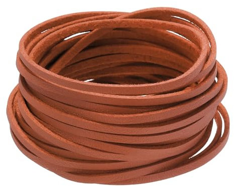 sourcing map Faux Leather Cord Suede Cord, 5.5 Yards 2.6mm String Flat Rope Thread for Bracelet Necklace Beading Jewelry DIY Art Crafts, Orange Red, 1 Pack