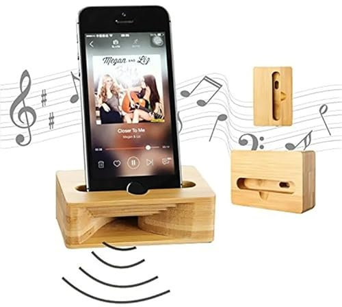 Mobile Phone Charging Stand Box Support Loudspeaker for iPhone Samsung Sony Wooden Holder Sound Amplifier Bamboo Bracket